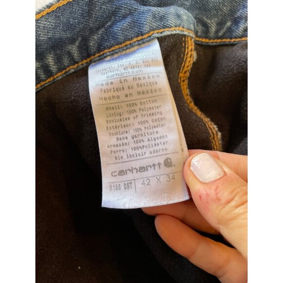 Carhartt Mens Blue Denim Jeans 42x34 Relaxed Fit 100% Cotton Straight Leg - Picture 6 of 8